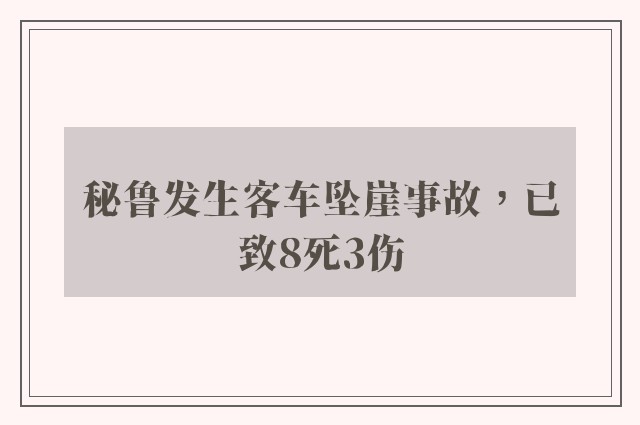 秘鲁发生客车坠崖事故，已致8死3伤