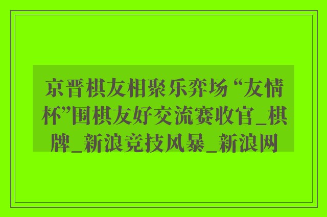 京晋棋友相聚乐弈场 “友情杯”围棋友好交流赛收官_棋牌_新浪竞技风暴_新浪网